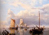 Shipping On The Scheldt With Antwerp In The Background by Hermanus Koekkoek Snr
